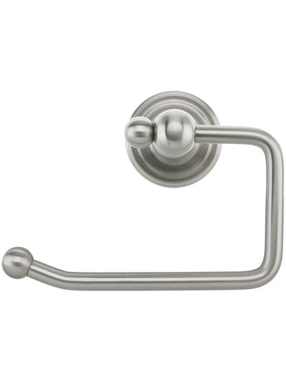 Brass Swinging Paper Holder with Classic Rosette in Satin Nickel.